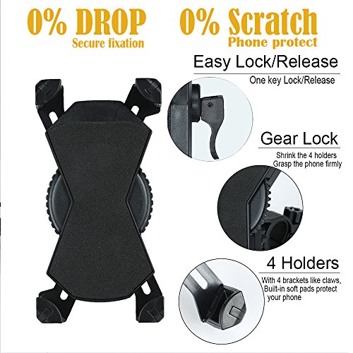 Bike Phone Mount Holder,Leepiya Universal Adjustable Bicycle Motorcycle Handlebar Phone Mount for iPhone X/8 Plus/8/7 Plus/7/6S,Galaxy S9/S9 plus,note 8/S8 plus/S8 and all 4.5-6 Inch Smartphones[Black - Thumbnail 3