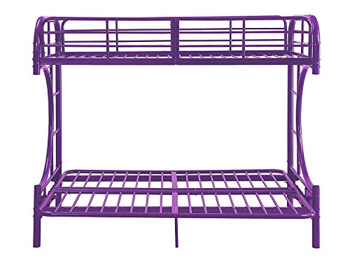Major-Q 7002091pu Purple Modern Metal Tube Supported Twin Futon Bunk Bed with Built-in Ladders & Full Length Guard Rails