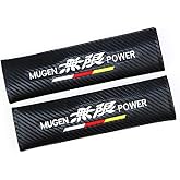 2x Mugen Power Carbon Fiber +Embroidery Car Seat Belt Cover Pad Shoulder Cushion