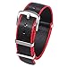 PBCODE Seat Belt Nylon Strap Heavy Duty Military Watch Band Replacement Watch Straps 22mm Black Red