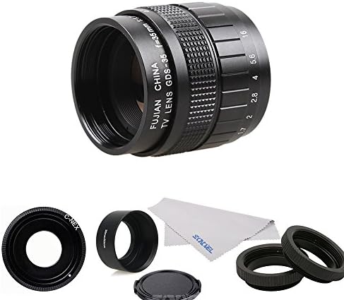Camera lens,35mm F1.7 CCTV TV Movie lens+C Mount+Macro ring+lens hood for Sony E Mount Nex-5T Nex-F3 Nex-6 Nex-7 Nex-5R A6300 A6100 A6500 A5100