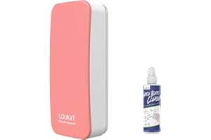 LOUKIN Magnetic Dry Erase Eraser, Whiteboard Eraser, Glass Board Eraser(Pink), One Bottle of 3.4 fl oz Whiteboard Cleaner Included, for Classroom, Home and Office