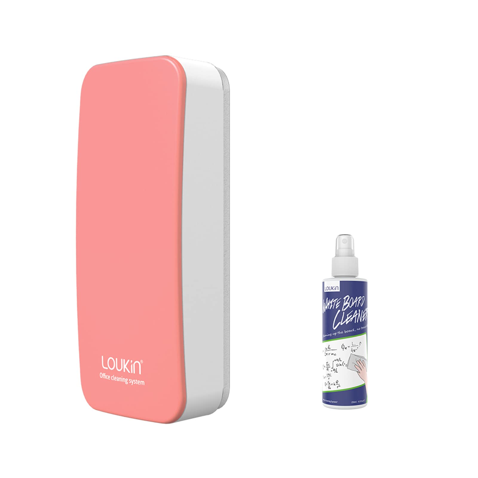 loukin Magnetic Dry Erase Eraser, Whiteboard Eraser, Glass Board Erasers(Pink), One Bottle of 3.4 oz Whiteboard Cleaner Included, for Classroom, Home and Office