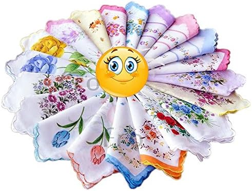 New Ladies Women Child 100% Cotton Flower Vintage Handkerchiefs Hankies
