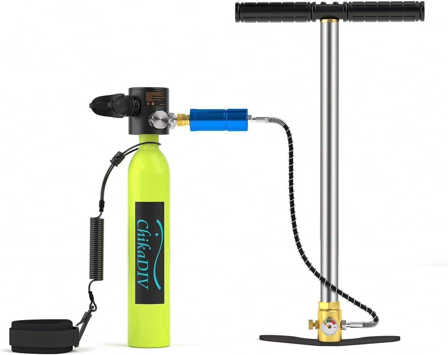 Photo 1 of ***FOR PARTS HAS A LEAK*** CHIKADIV 0.5L Mini Scuba Tank with Pump Portable Diving Tank for Underwater Breathing Training Up to 10?Minutes Dive Time (Up to 33?ft), DOT Certified Small Diving Tanks Spare Air Mini Scuba Tank