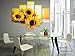 PulsatingFingertip-5 Panel No Framed Rolled Sunrise Landscape Oil Painting Modern Sunflower Picture Canvas Prints for Living Room Décor No Frame