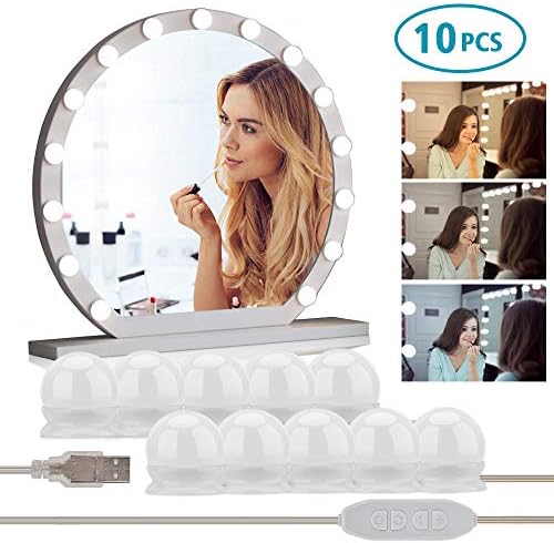 Hisome Hollywood Style LED Vanity Mirror Lights for Makeup Light Dressing Table Bathroom Wall 3 Colors, Warm White, Natural White, Daylight - Valentine Gift Mother's Day Gift