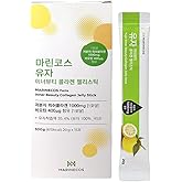 ZIOSTAND Yuzu Collagen Jelly Stick ㅣ Korean Citrus Beauty Supplement ㅣ Marine Collagen Peptide 3000mg ㅣ Skin Vitality & Hydration ㅣ No Sugar Added ㅣ Portable Stick Type
