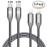USB C to Lightning Cable, Metrans 3FT 2Pack [Upgrade] USB 2.0 Type C to Lightning Sync &Data Cable for iPhone iPad Connect to Macbook and other Type-C Devices (3ft/1m) (2 Pack, Grey)