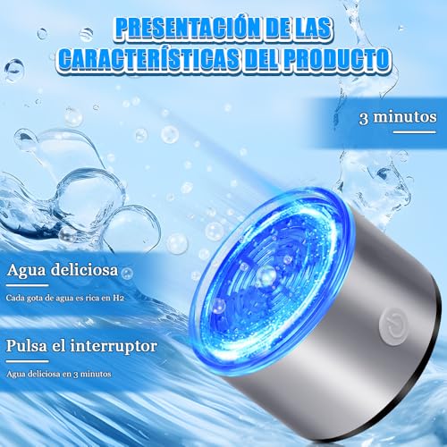 20.5 x 7 CM, Copo de Saúde Portátil Rico em Hidrogênio, Gerador de Garrafa de Água de Hidrogênio, Ionizador de Agua, Máquina Ionizadora de Água de Hidrogênio Recarregável para Viagens em Casa
