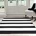 Lavish Home, Black/White Breton Stripe Area Rug, 3'3