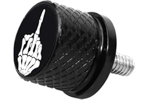 GUAIMI Stainless Knurled Fender Seat Bolt Screw 1/4"-20 Thread Compatible with Harley Sportster Touring Softail Dyna CVO Electra Glide Street Glide 1996-2020- Skull Middle Finger-Black