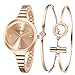 Jechin Fashion Women's Rose Gold-Tone Bracelet Watch and Charm Rose Gold Bracelet Set