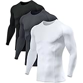 ATHLIO Men's UPF 50+ Long Sleeve Compression Shirts, Water Sports Rash Guard Base Layer, Athletic Workout Shirt