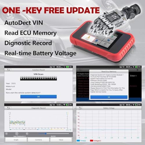 LAUNCH CRP123E OBD2 Car Diagnostic Tool Reader, Car Code Reader for Engine, ABS, SRS, Automatic Transmission, with Steering Angle Reset, Throttle Adjustment, Oil Reset, Free Lifetime Upgrade