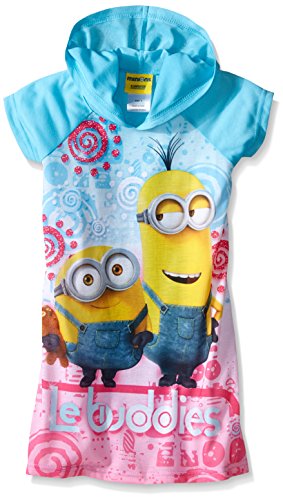 Despicable Me Little Girls' Le Minion Buddies Hooded Nightgown, Blue, 6