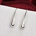 Alicenter(TM) New Fashion Jewelry Teardrop Hook Stainless Steel Silver Hoop Earrings