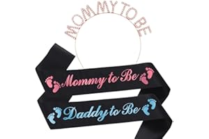 GDTO8820 Mommy; To Be & Daddy To Be Baby Shower Sash Black and CROWN, Baby Shower Party Gifts for New Mom Dad Gender Reveal Supplies Decorations Favors, Pregnancy Props Keepsake