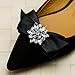 WINGOFFLY® 1 Pair Decorative Rhinestone Ribbon Bow Wedding Party Shoe Clip(Black)