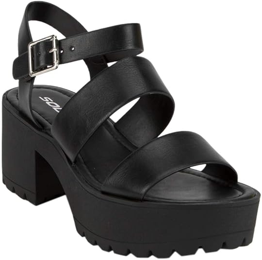 Amazon.com | Soda Lug Sole Ankle Strap Platform Sandals Black | Platforms & Wedges