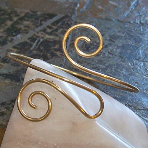 Upper Arm Bracelet - Double Large Swirl with Single Switchback Armlet - Armband - Upper Arm Cuff - Arm Band - in Gold Silver Copper or Bronze