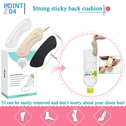 Heel Cushion Inserts & Heel Grips-Reusable Self-Adhesive Shoe Inserts Liners for Men's and Women's Loose Shoes, Shoe Pads for Preventing Heel Slipping, Rubbing, Non-Slip Comfortable Heel Pads-6 pairs