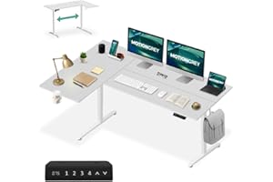 MotionGrey ErgoPro Reversible L-Shape Standing Desk, Height Adjustable w/4 Memory Presets, Corner Table for Home, Office & Ga