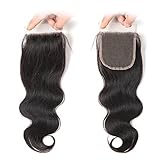 West Kiss Hair Body Wave Lace Closure No Bleached Knots Brazilian 4x4 Virgin Human Hair