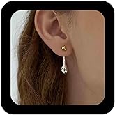 Vacaonio Minimalist Two Tone Teardrop Ear Jacket Earrings Polished Gold Silver Front Back Earrings Plated Metal Teardrop Dangle Earring Metal Waterdrop Earring Jewelry for Women