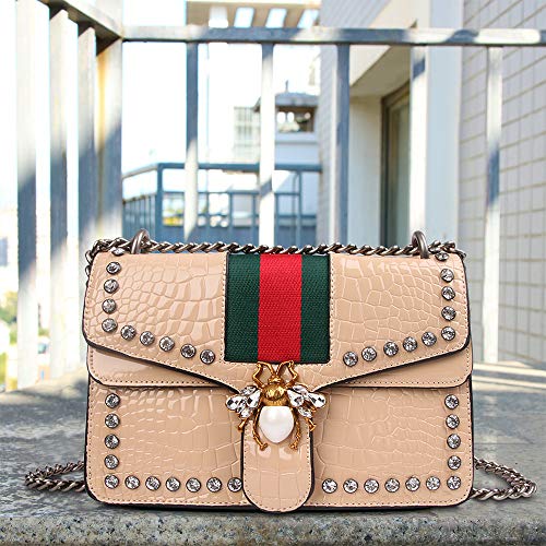 Beatfull Designer Shoulder Bag for Women, Fashion Bee Crossbody Bag Handbags with Chain (Khaki)