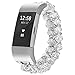 For Fitbit Charge 2 Bands,Women Replacement crystal Pearls Gems Elastic Handmade Bracelet/Wrist band for Fitbit Charge hr 2 Smart Watch (Crystal White)