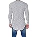 Karlywindow Men's Casual Solid Long Sleeve Hipster Hip Pop SWAG Curved Hem T-Shirt