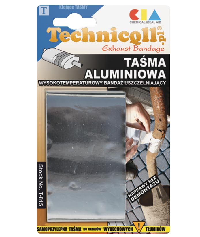 Technicqll HIGH TEMPERATURE ALUMINIUM ADHESIVE TAPE 1.2m/50mm for exhaust pipes chimney isolation pipes