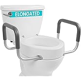 Vive Raised Toilet Seat Riser for Seniors (with Handles) - Handicap Rail | Grab Bar Seat for Over Toilet - Elevated Safety for Elderly, Disabled, Medical - Elongated
