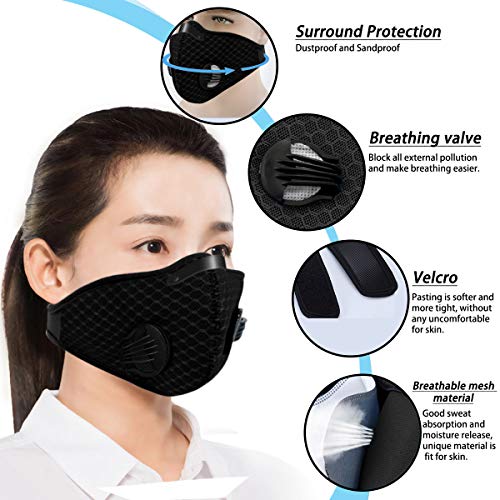 Vindar Dustproof Masks, Activated Carbon Dust Mask, Filtration of Exhausts Gas, PM2.5, Anti Pollen Allergy for Running, Cycling, Gardening, Outdoor Activities