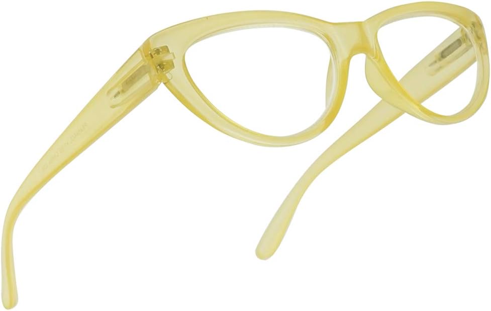 Small and Narrow Candy Colored Chic Cat Eyes Reading Readers Glasses with Spring Hinge (Yellow, 2.50)