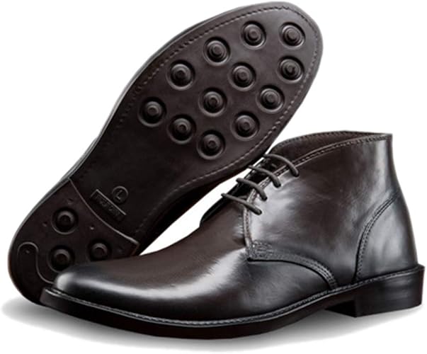 Amazon Estoni ビジネス ブーツ レインブーツ 防水性 撥水加工 メンズ レースアップ 外羽根 プレーントゥ ロングノーズ ハイカット 革靴のように デザートブーツ 雨靴 梅雨 雨の日 通勤 仕事 Estoni レインシューズ