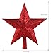 NICEXMAS Christmas Tree Toppers Star Treasures Glittered Decoration Ornament, 9 inch (Red)