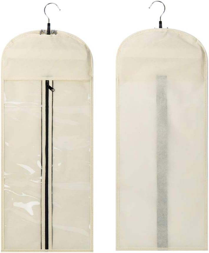 Dust-proof Protection Non-woven Carrier Zipper Suit Case Bag Portable Hair Extensions Hanger Package for Hair Extensions Storage- Beige