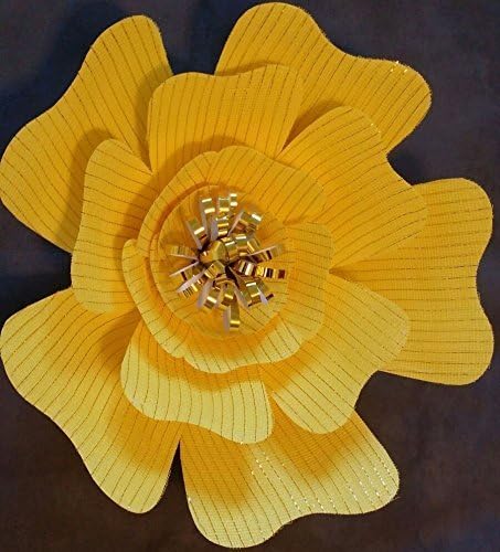 Yellow Jumbo Paper &amp; Glitter Fabric Flower, 18" Diameter, Big Bloom Rose, 21-Piece Do-It-Yourself Kit