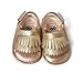 Kuner Unisex Baby Tassel Rubber Sole Non-Slip Summer Prewalker Sandals First Walkers (13cm(12-18months), Golden)
