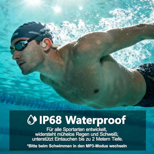Swimming Headphones - Bone Conduction Headphones Bluetooth 5.4, IPX8 Waterproof Sports Headphones with MP3 Mode, Underwater Open Ear Headphones with 32 GB Memory, Lightweight & Safe for Running