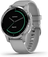 Garmin vivoactive 4S GPS Smartwatch Music Body Energy Pulse Ox Silver Gray Band view 1