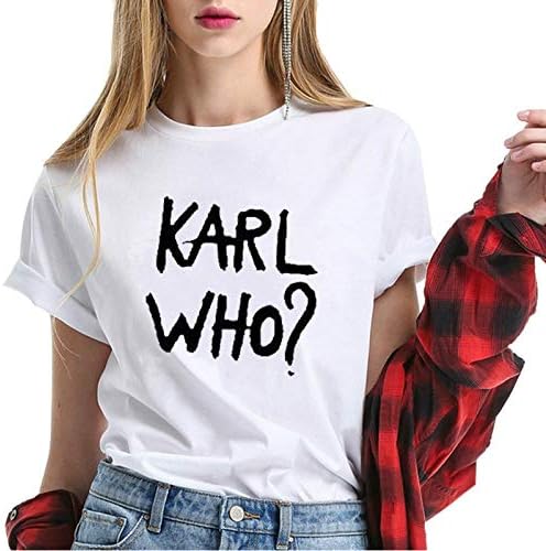 Goodsv Spring Summer Men Printing T-shirt Karl Lagerfeld Letter Print T-shirt (Color : White, Size : XXL)