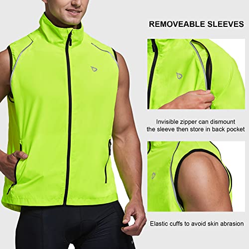 BALEAF Men's Cycling Jacket Removable Sleeves Windbreaker Reflective