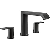 Moen Genta LX Two-Handle Deck Mounted Roman Tub Faucet, Widespread Modern Bathtub Set for Soaking Tub, Valve Required, Matte 
