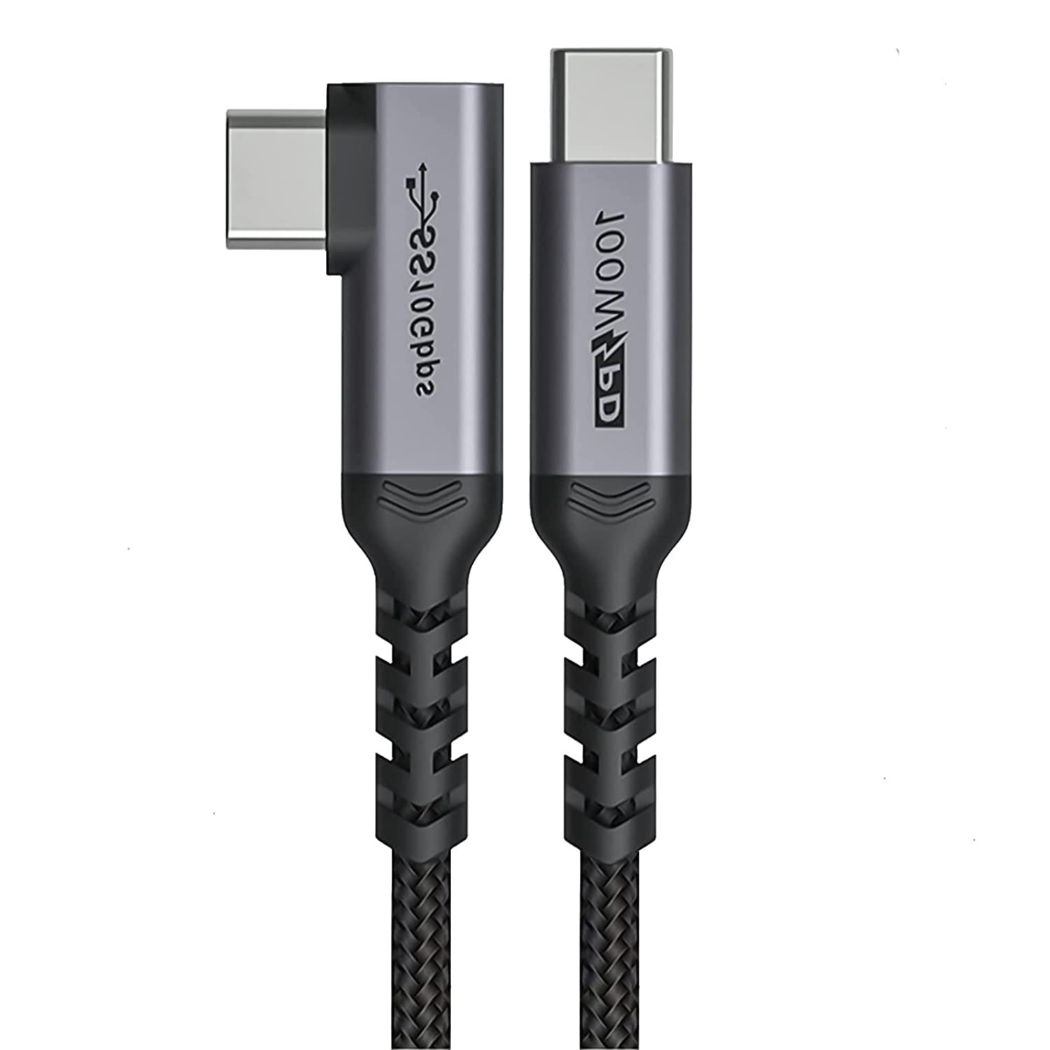 BJIDS USB C To USB C 3.1 Video Cable 1M,90 Degree Braid cable with 4K UHD Audio 100W PD Fast Charge and Data Syncing At Gen2 10Gbps High Speed for USB C iPad Pro,MacBook Pro,iMac,Surface Pro and More