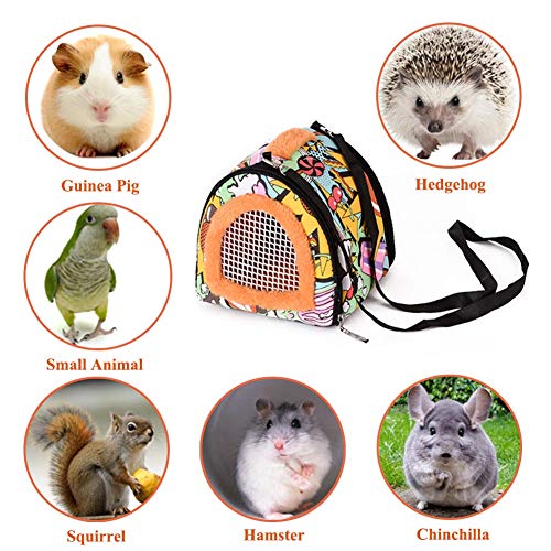 Portable Small Animals Carrier Bag, Rats Sugar Glider Small Guinea Pig Rat Chinchillas Hamster Hedgehog Carrier Pouch Bag for Outdoor Travel, Breathable Hanging Tote Bag with Detachable Strap Zipper