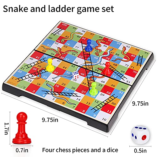KIDAMI Snakes and Ladders Game Set with Storage Box, Folding