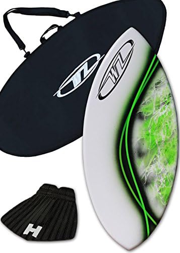 Skimboard Package - Green - 45" Fiberglass Wave Zone Surge plus Board Bag and/or Traction Pad - For Riders up to 160 lbs